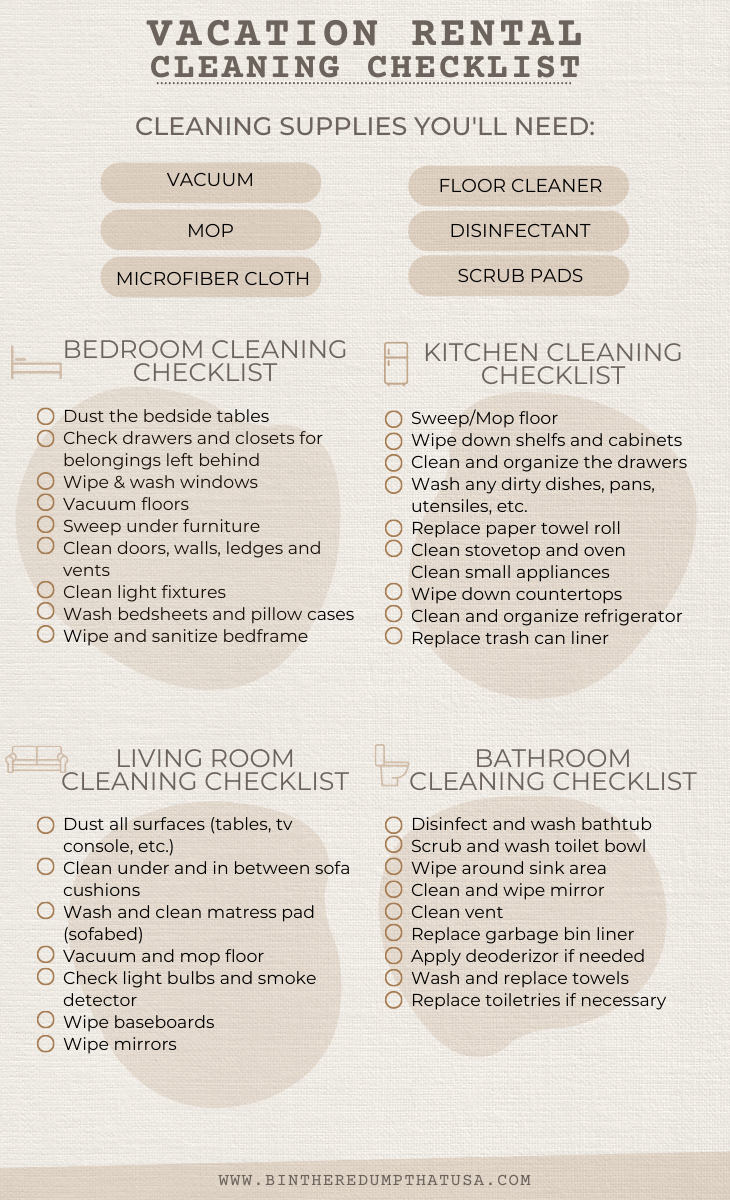 Vacation Rental Cleaning Checklist